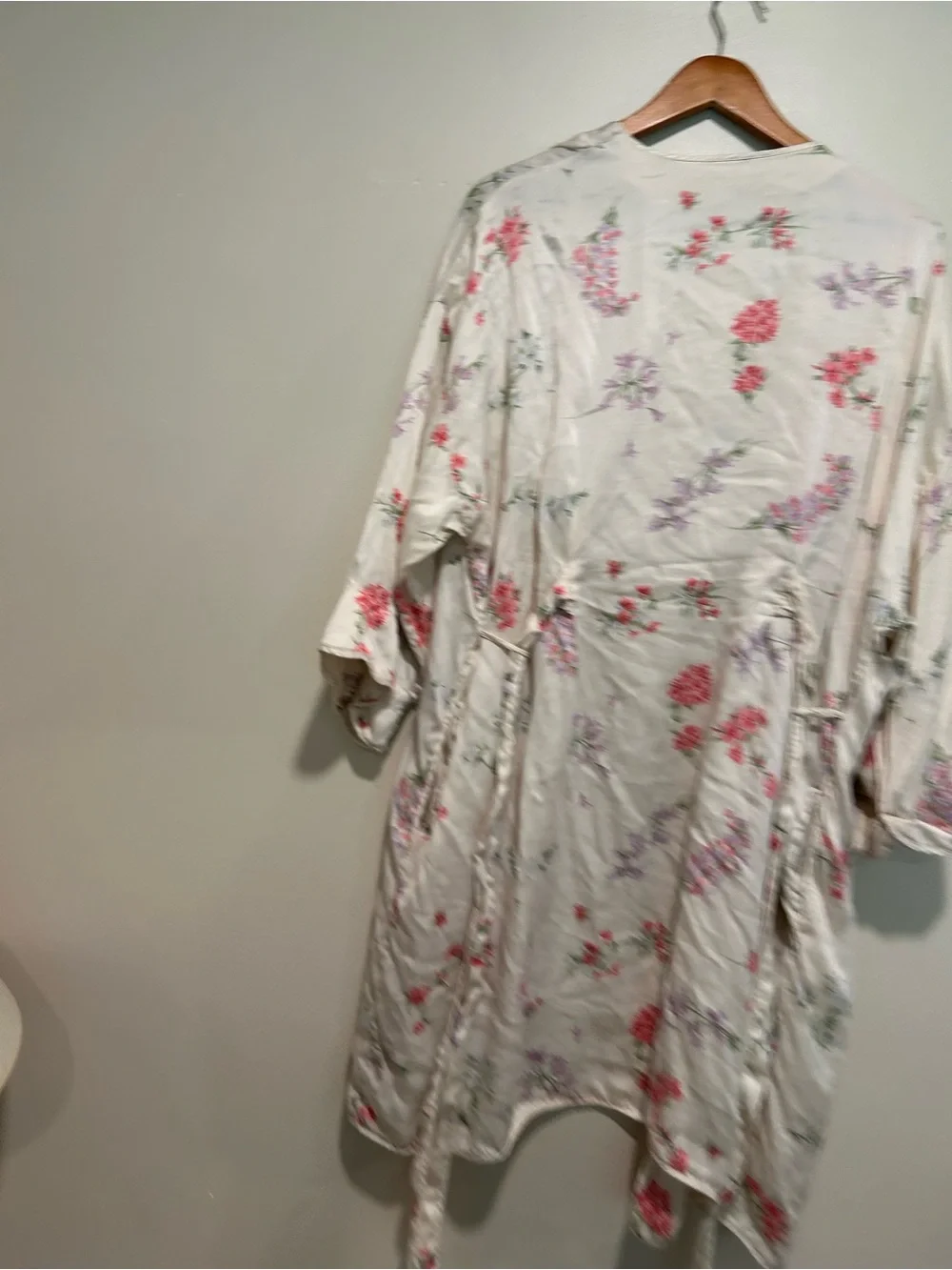 Floral silk bath robe